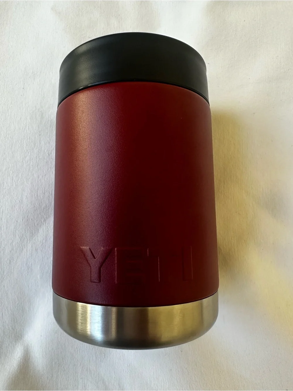 YETI Rambler Colster 12 oz Can Bottle Insulator Harvest Red Stainless Steel